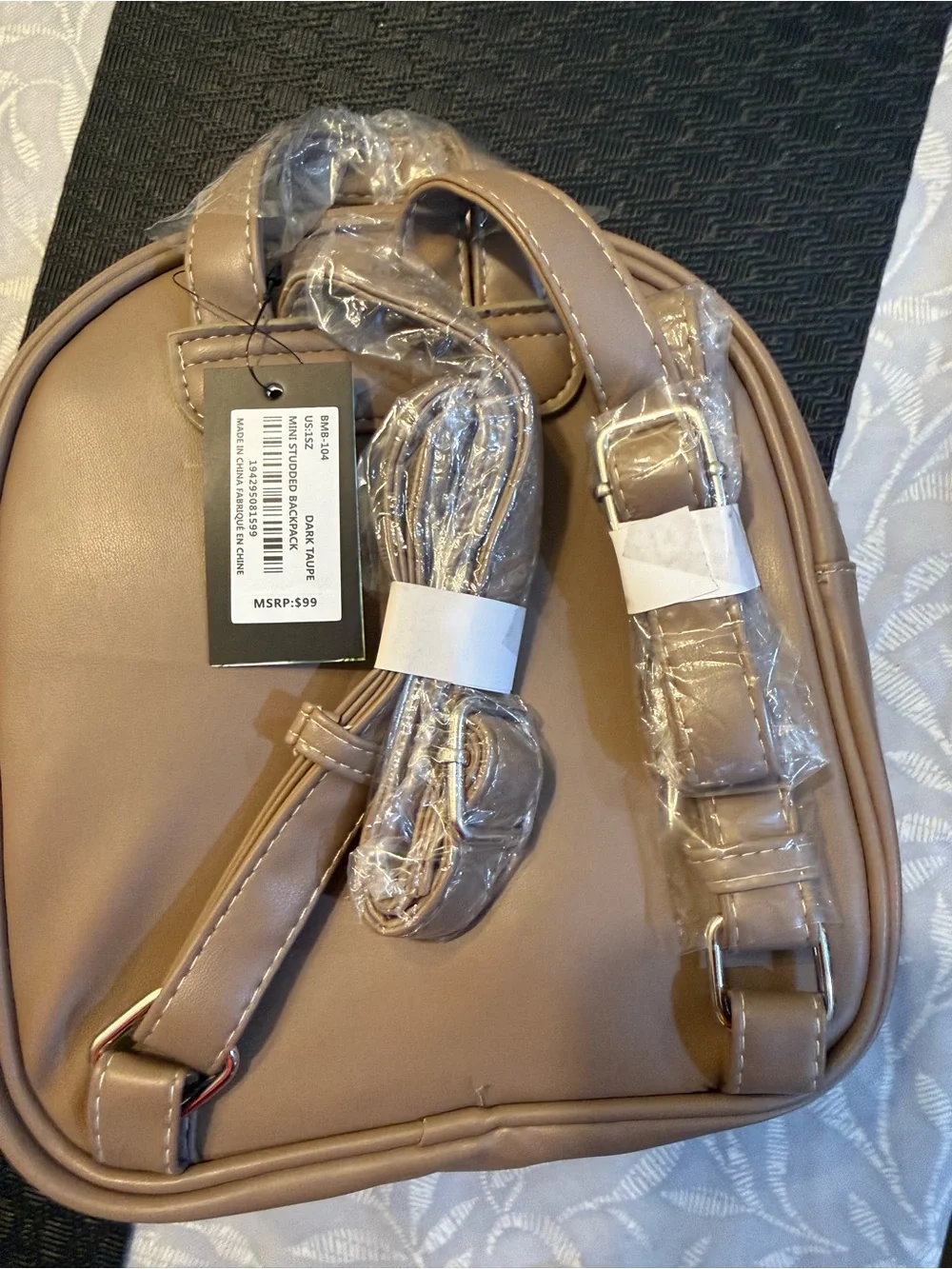 Badgley Mischka Quilted Mini Backpack in Taupe